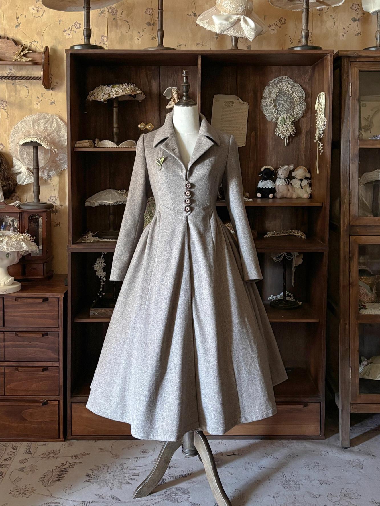 Button Bear - Winter Lily Bell - Classic Lolita Bust-Supporting JSK, Long Waisted Coat 44351:804208