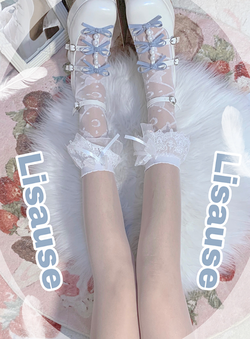 Pure Tea For Dream~Sweet Lolita Platform Pearl Bow Shoes 16296:217868