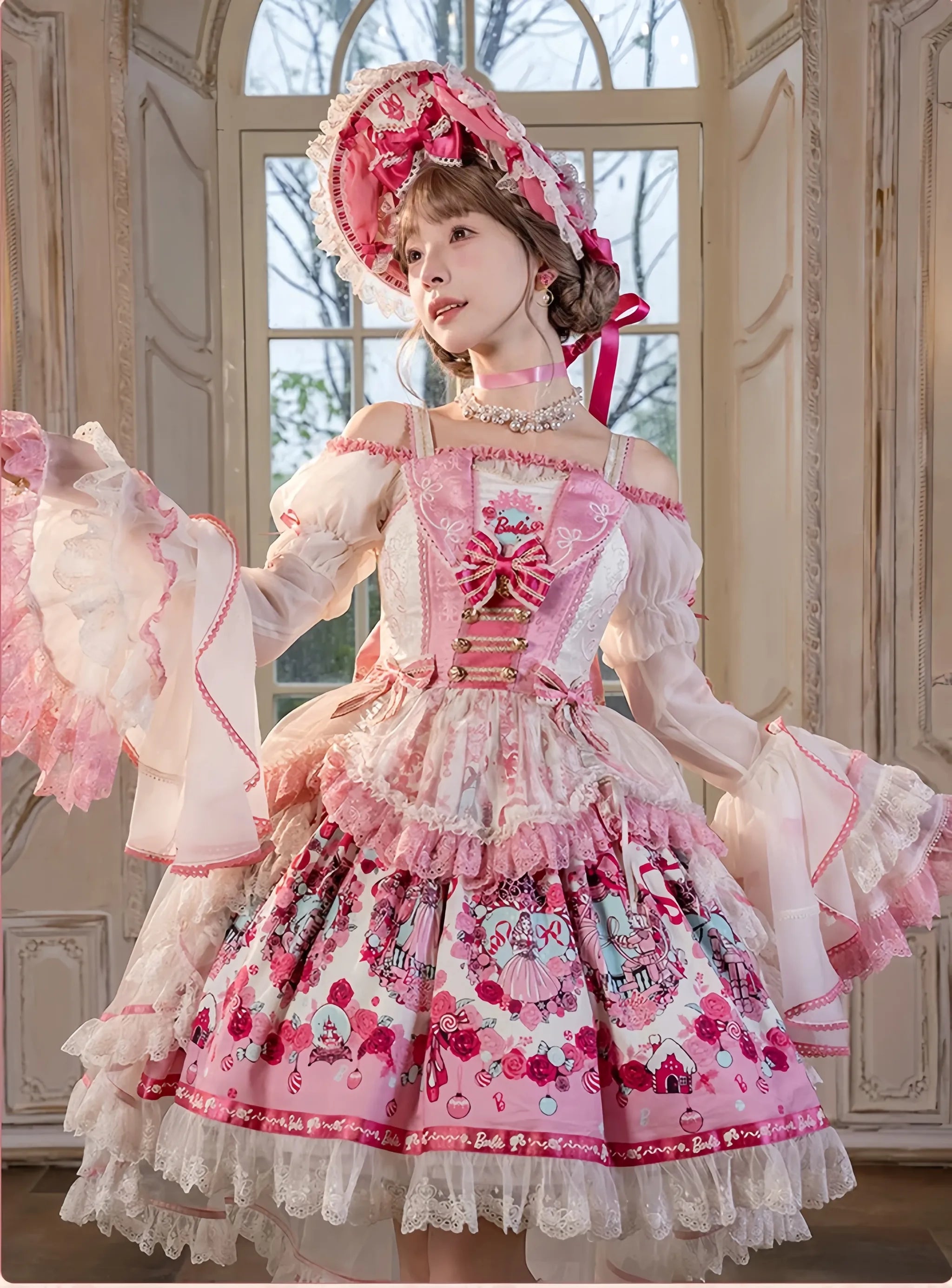 Nutcracker - IP Collaboration Sweet Lolita JSK & OP, Princess & Rose Print 45890:866820