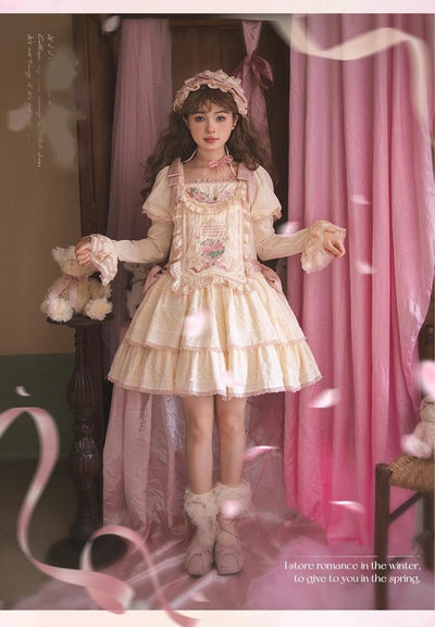 Mewroco~Flower Letter~Sweet Lolita OP Dress Doll Sense Embroidered Dress   
