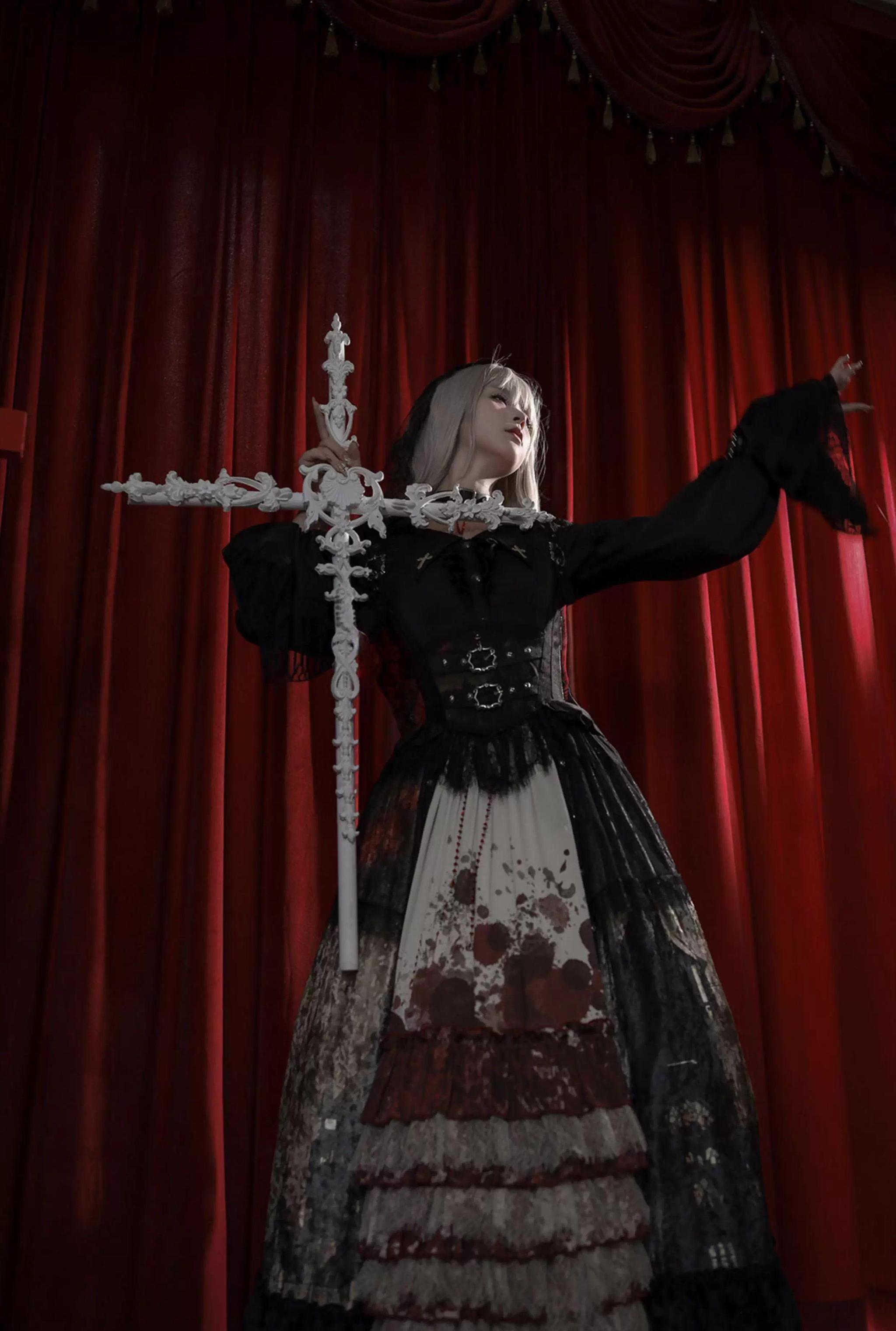 Caged Bird Hotel - Heretic Nun - Halloween Gothic Lolita JSK Dress & Blouse Set
