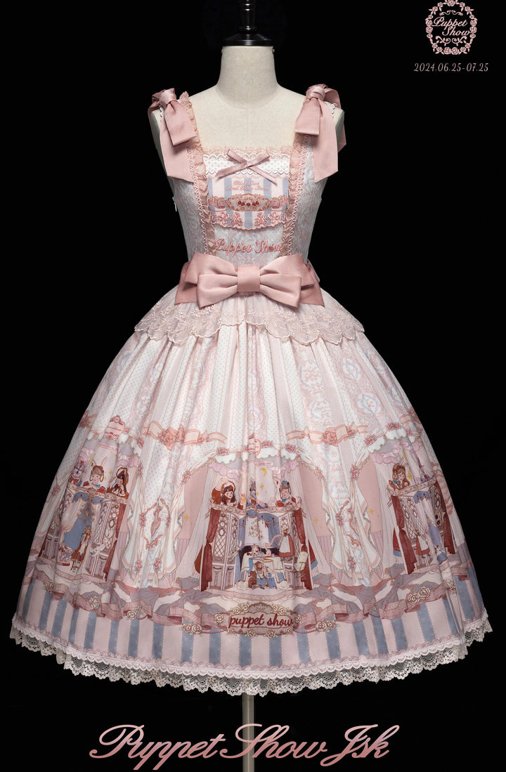 ZUOlanrichen~Puppet Show~Sweet Lolita JSK Dress Puff Sleeves Lolita Shirt S Pink JSK - long version 