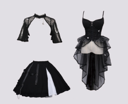 Caged Bird Hotel~Spider Webs and Butterflies~Gothic Lolita Corsage and SK S FS(a short sleeve bolero+a SK+a corsage) 