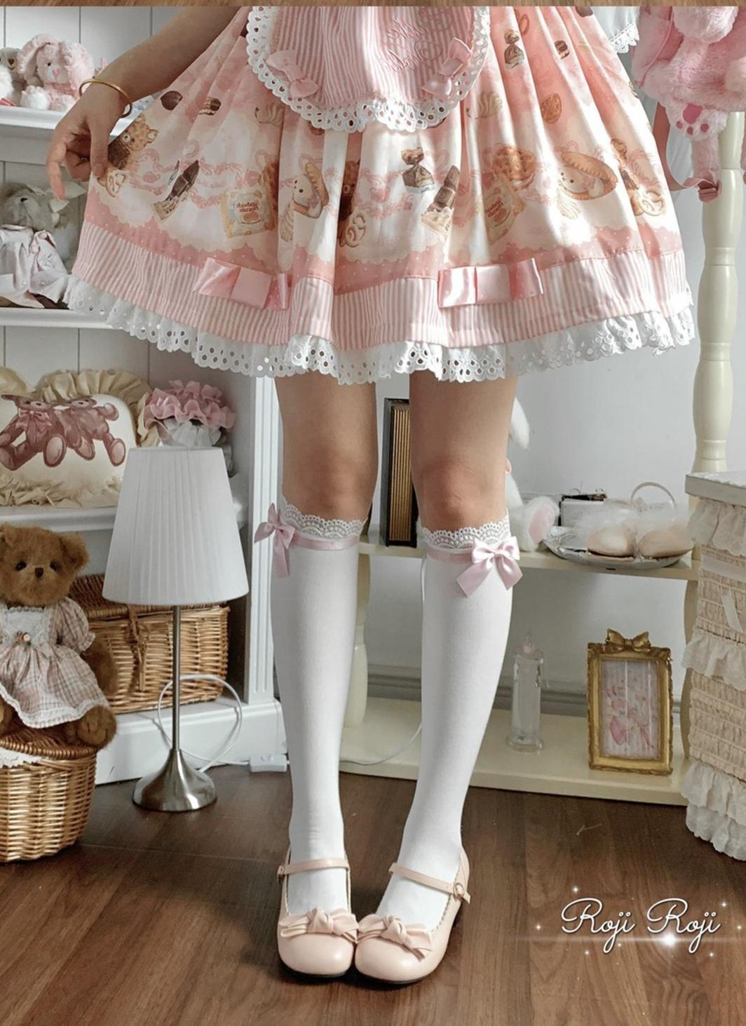 Roji Roji - Sweet Lolita Socks With Lace & Bow Details 43796:785463