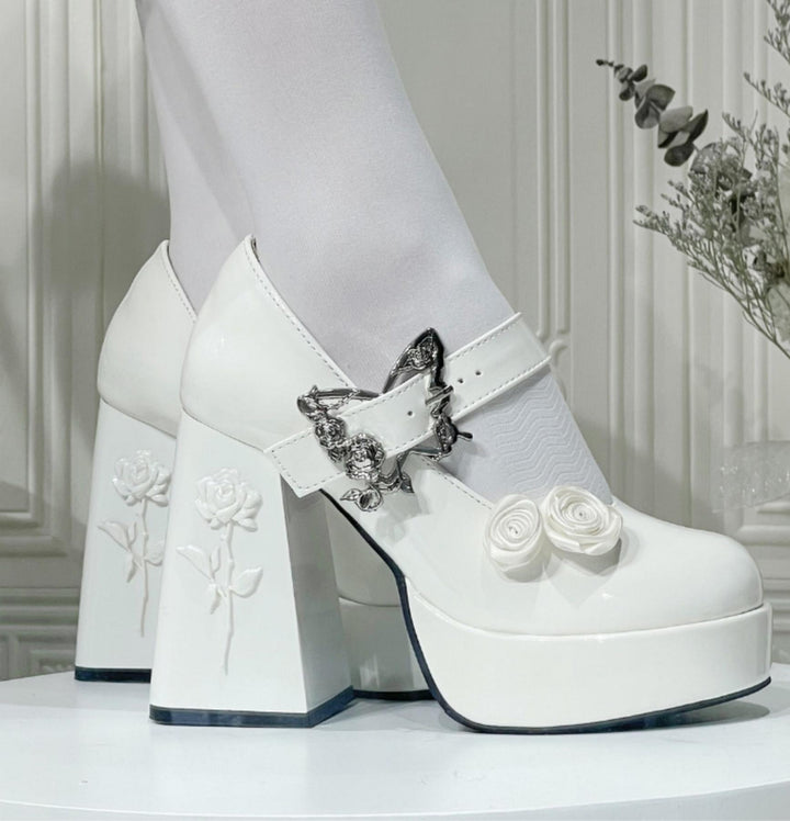 Dreamland~Cyclic Wonders~Elegant Lolita High Platform Shoes with Butterfly and Rose Details