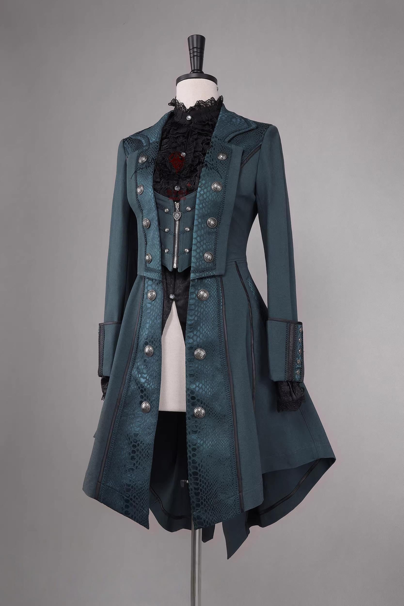 Bat Wing - Embroidery Ouji Lolita Coat, Detachable Front Panels (2XL 3XL L M S XL XS) 44433:808179