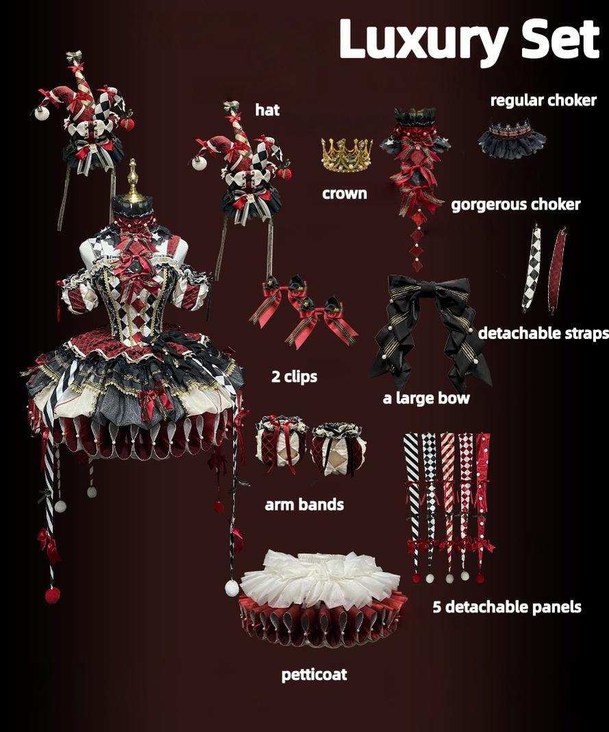 MieYe - Queen - Circus Inspired Lolita JSK Dress, Built-in Fishbone Luxury Set S