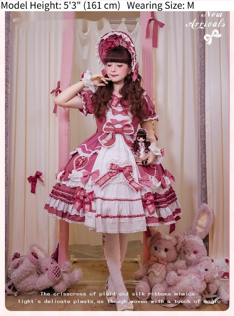 Mademoiselle Pearl - Heart Woven Concerto - IP Collab Sweet Lolita OP Dress, Bow Accents