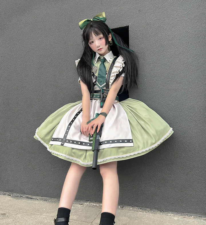 Forest Fluorescent Carps~Girl's Weapon~Military-Inspired Maid Lolita OP Suit