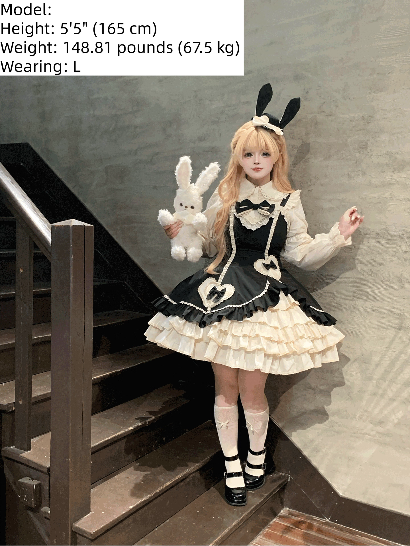 Cream Bud - Tiered Hem Old School Lolita JSK, Side Opening