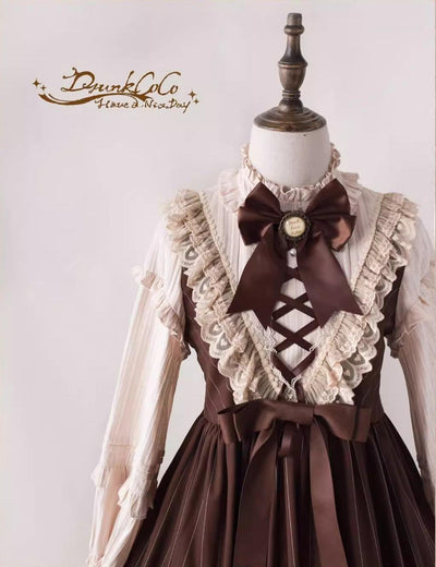 DrunkCoco~Tiramisu~Coffee Color Lolita OP Dress Sweet OP   