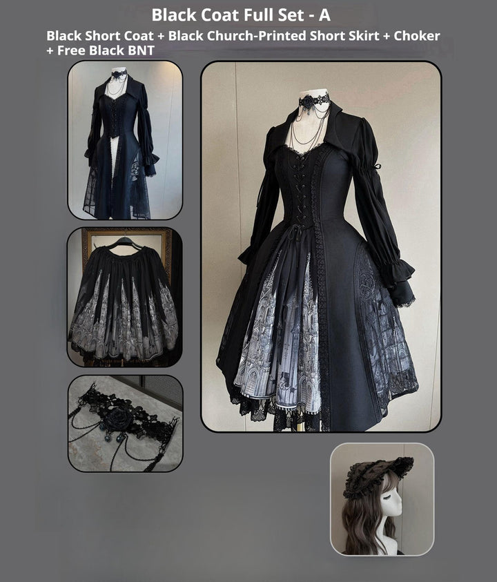 Susin Lolita~Night Traveler~Gothic Lolita Skirt Outfit Long Coat Shirt and Bustier (L M S XL) 42118:727536