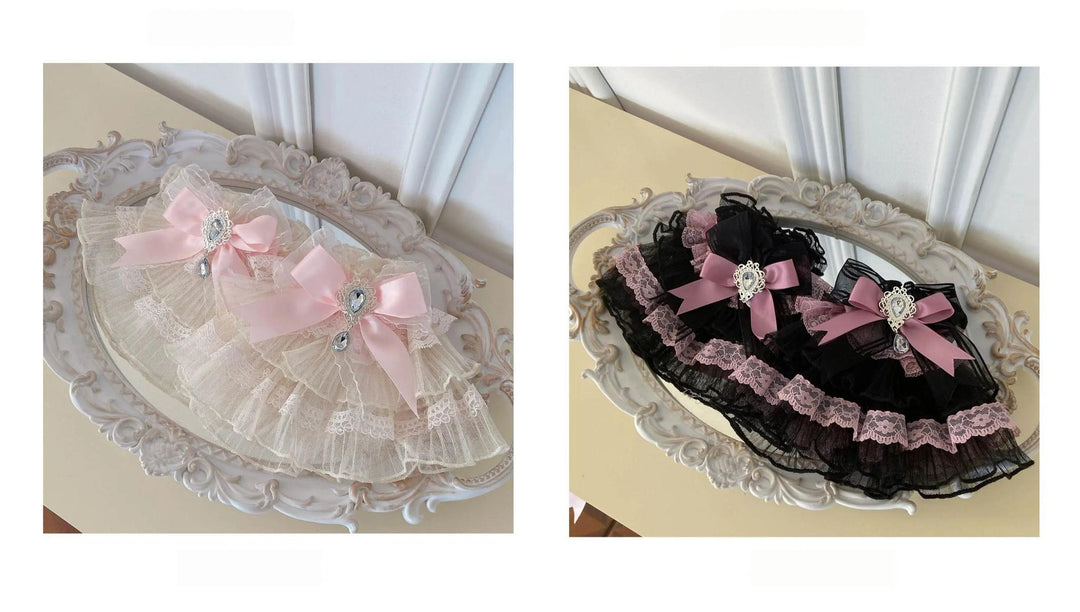 MieYe~Flowers Song~Classic Lolita JSK Dress Fishbone Dress with Tiered Skirt Black Pink Cuffs Only S