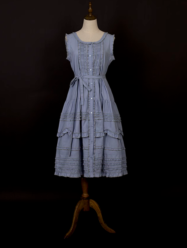 Mumu~Jenga~Elegant Lolita Overlapping Dress Set S blue outer dress 