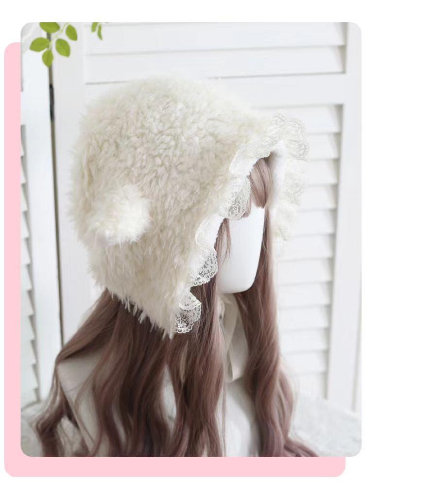 Xiaogui - Kawaii Lolita Earflap Hat Winter Lolita Earflap Hat Sheep Ear