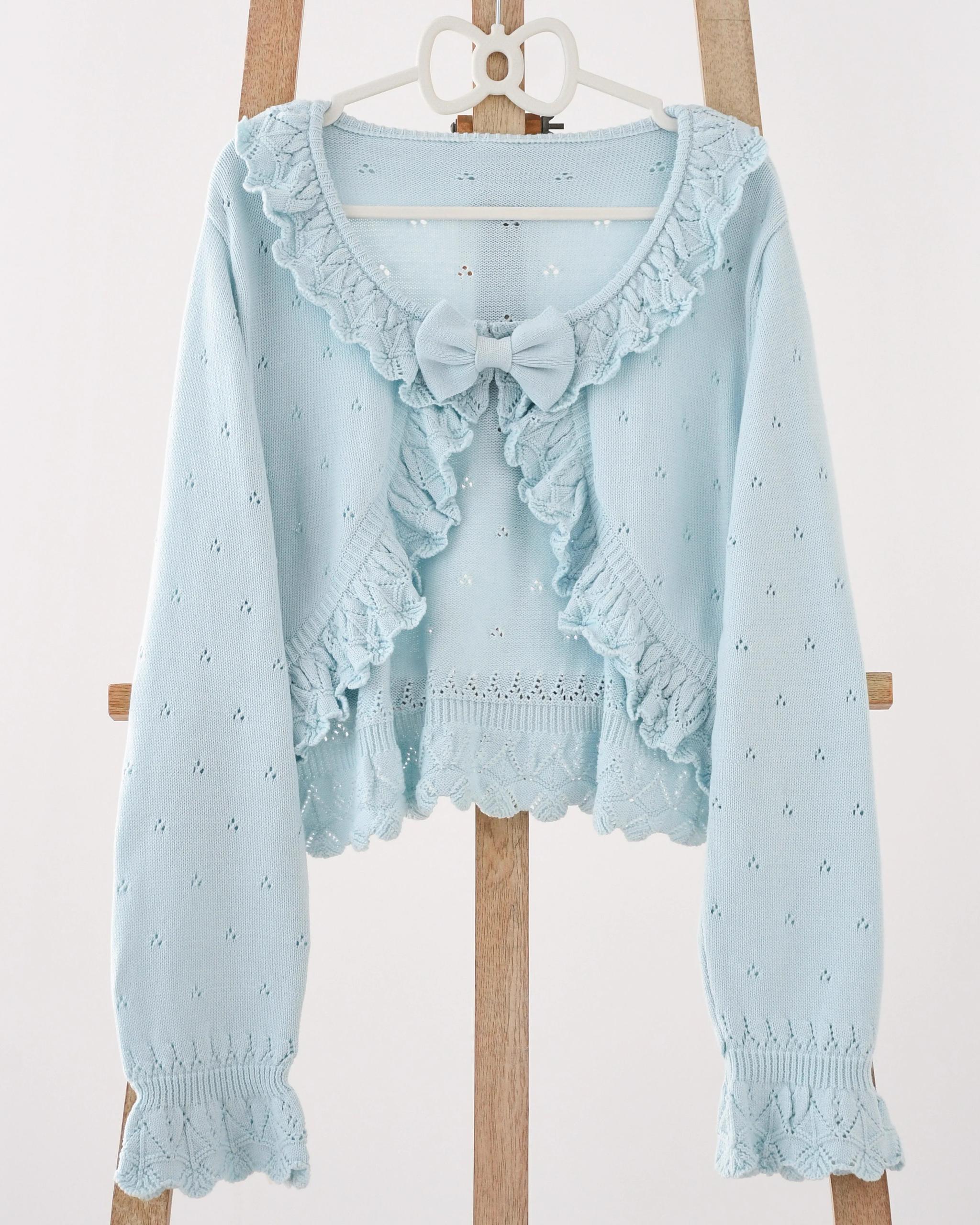 MIST - Nainai - Vintage Lolita Knitted Cardigan Light Blue S