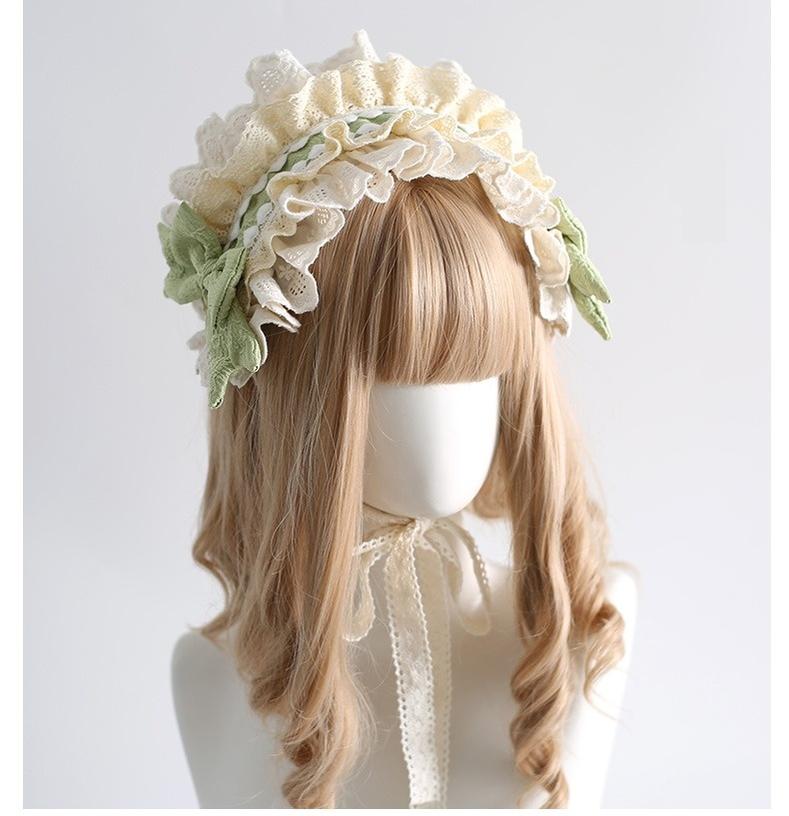 Xiaogui~Sweet Lolita Headband Lace Hairband Ballet Style Grass Green