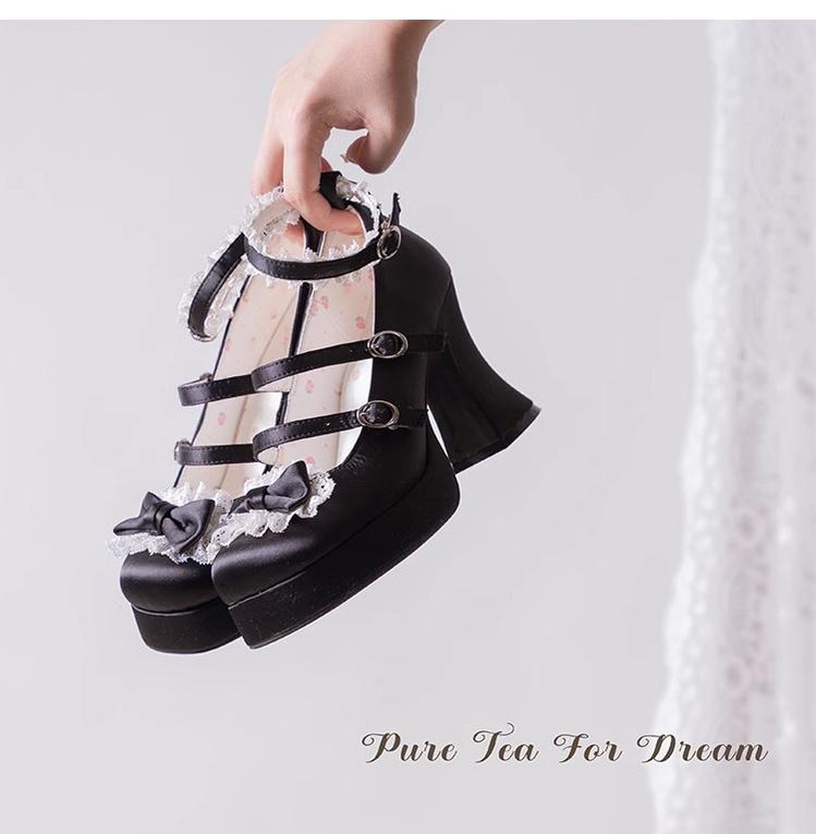 Pure Tea For Dream~Maiden Fairy Tale~Sweet Lolita Lace Shoes Thick Heel Platform Shoes 42089:729329