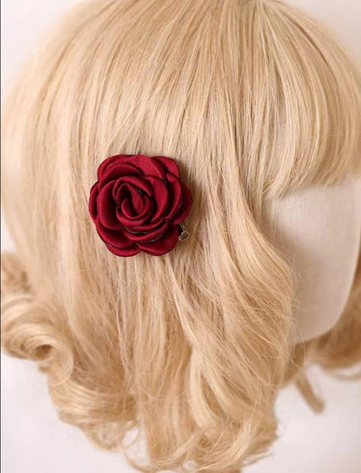 Xiaogui~Retro Lolita Brooch Rose Hairpins Flower Headdress   