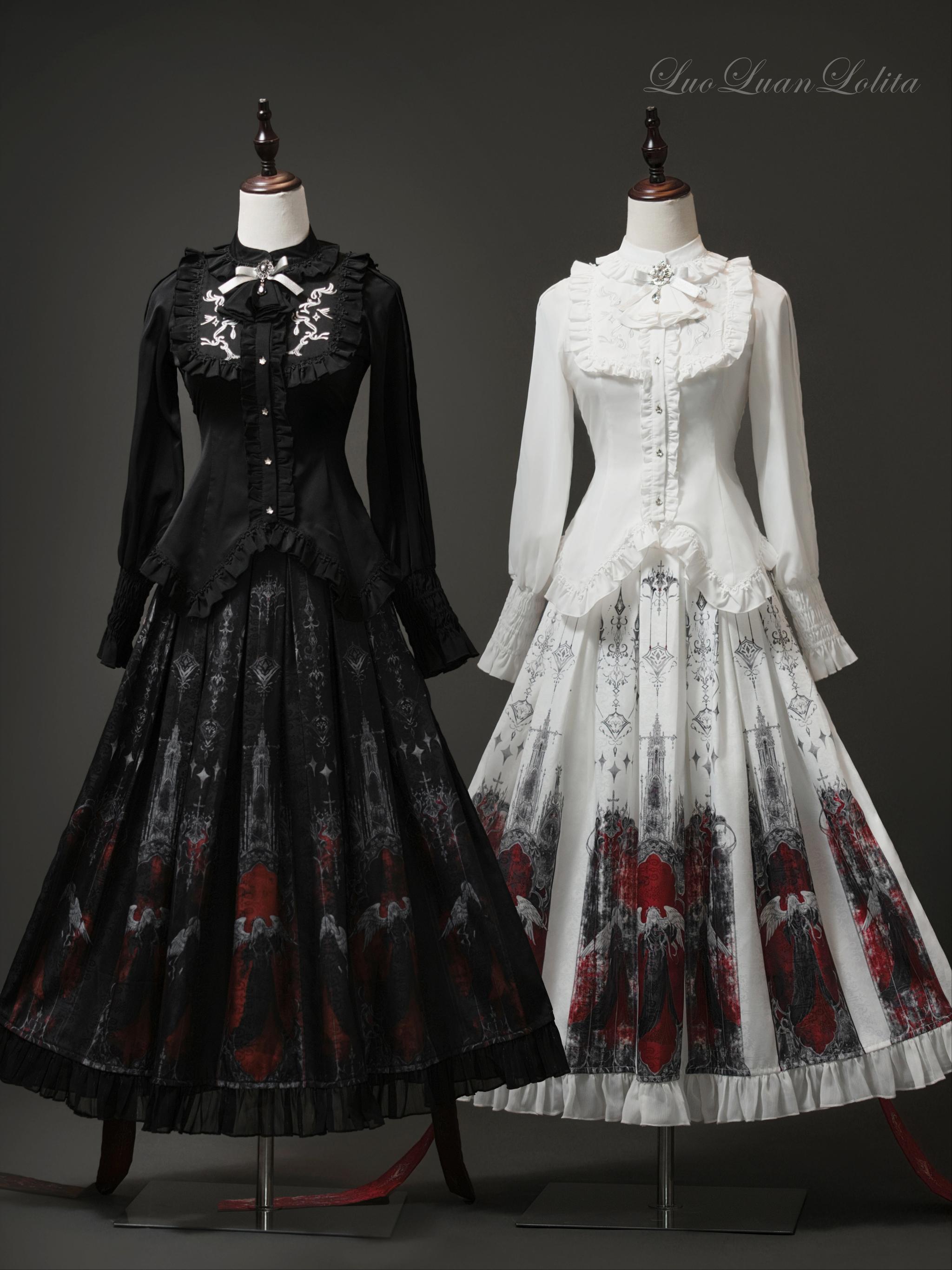 Luoluan Lolita - Fallen Angel - Printed Gothic Lolita Skirt Outfit
