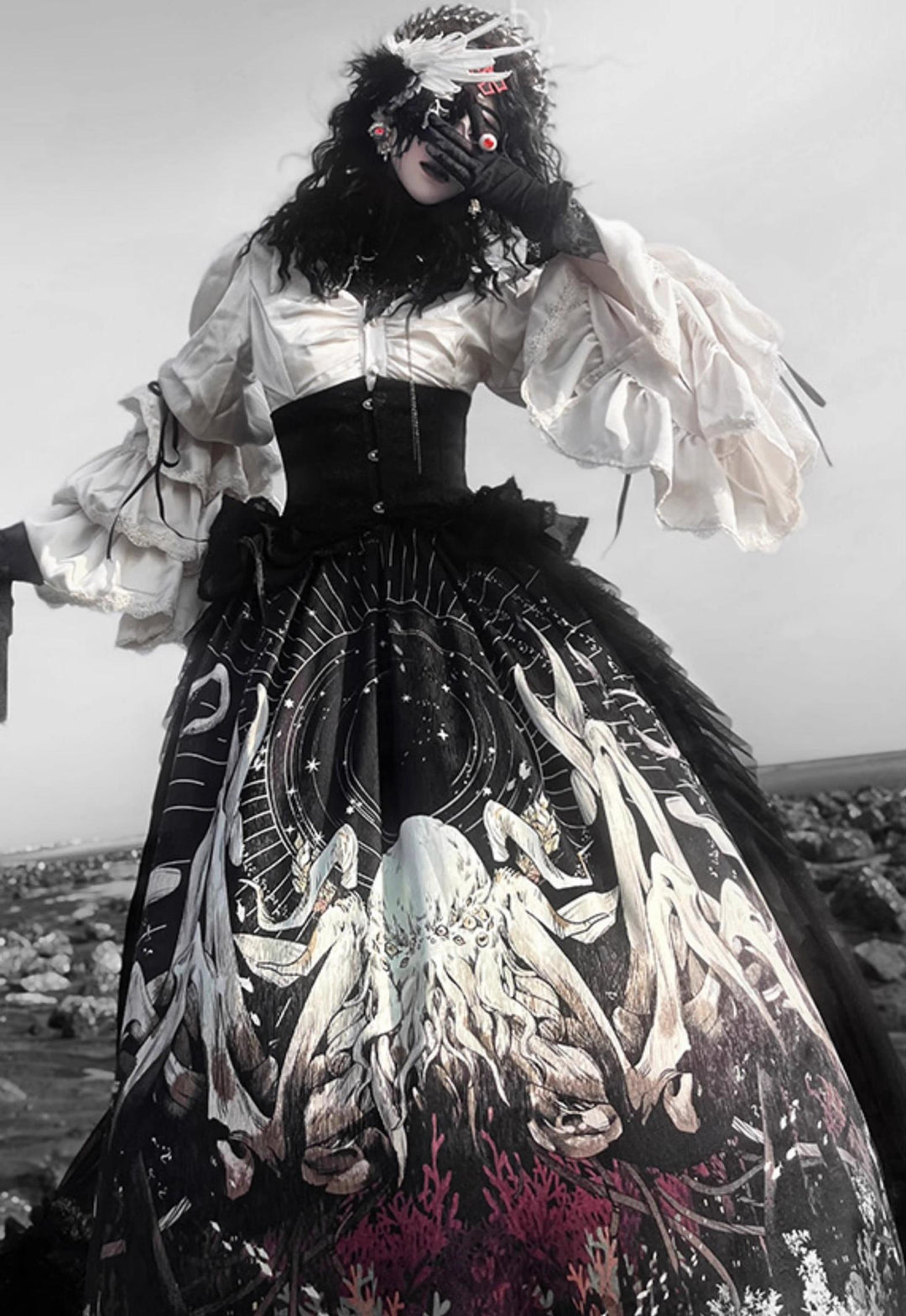 (BFM)Caged Bird Hotel~Reborn Ancient God~Gothic Lolita Shirt Lolita Skirt Set   