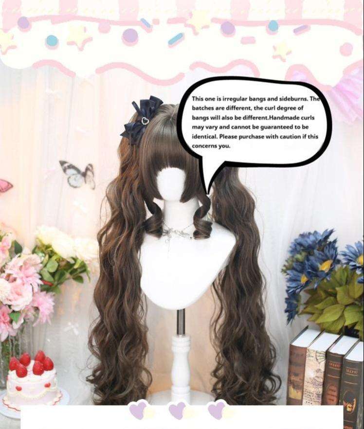 Dalao Home~Curly Lolita Wig Double Ponytails Natural Wig