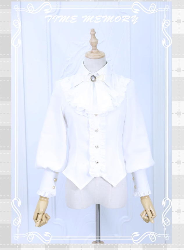 Time Memory - Elegant Lolita Slim Fit Mutton Sleeve Blouse 16422:216496