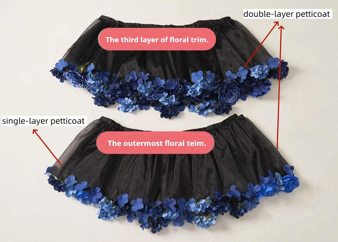 Sky Rabbit~Floral Lolita Petticoat with Detachable Trim