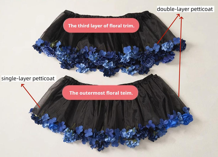 Sky Rabbit~Floral Lolita Petticoat with Detachable Trim