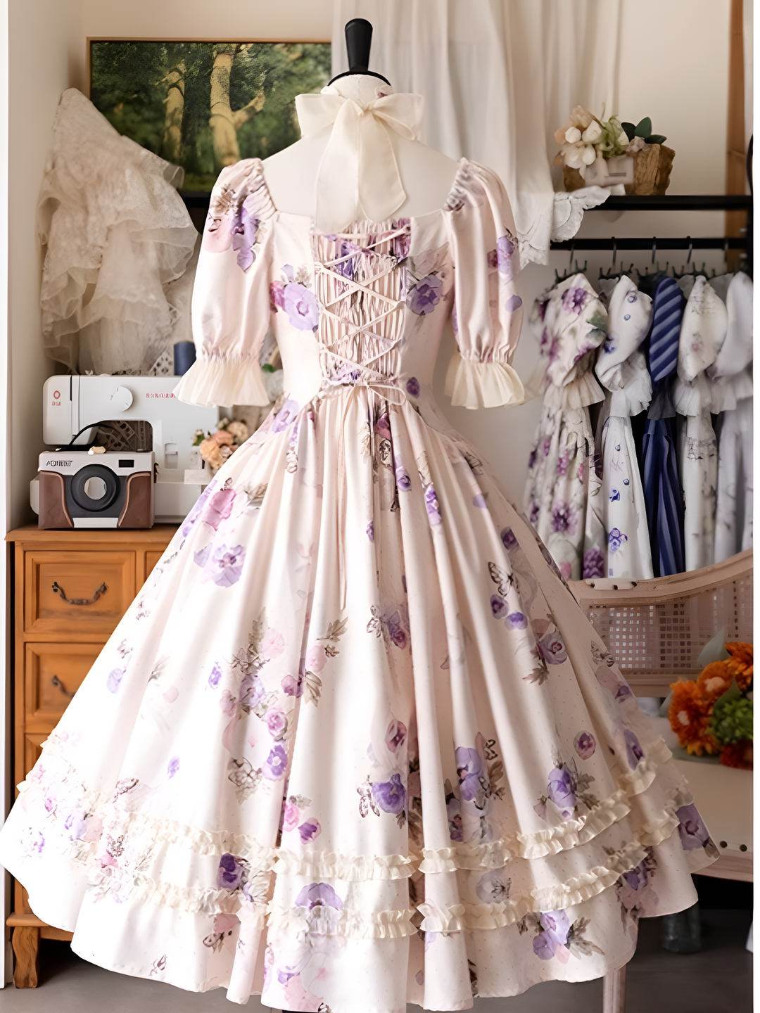 Forest Wardrobe~Forest Basket~Classic Lolita OP Dress Floral Print   