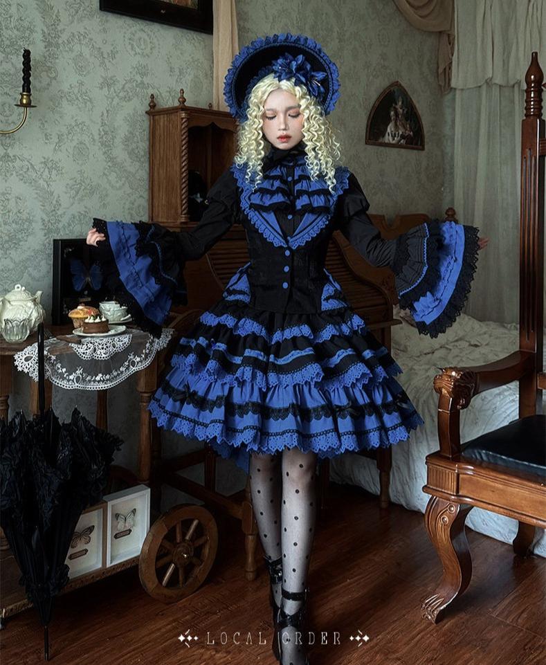 Nightmare - Gothic Lolita Ruffled Blouse and Tiered Skirt Set 45439:852818