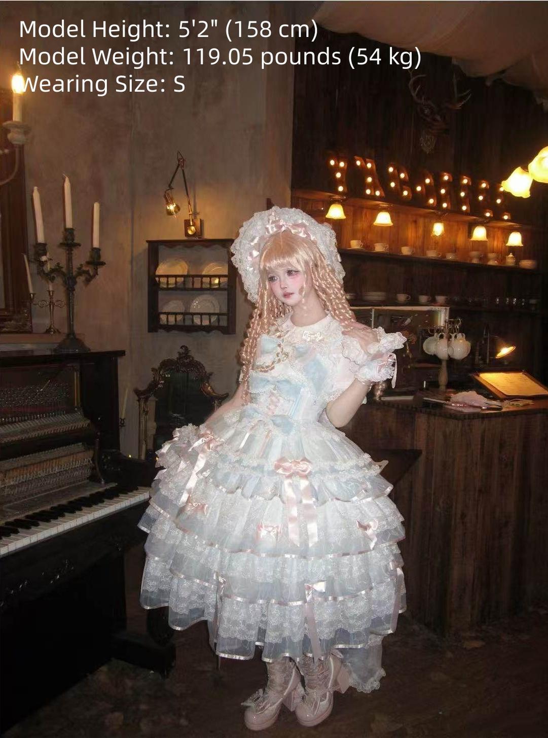 Sakura Snow Love Song - Wedding Sweet Lolita JSK Dress, Lace & Bows Details 44530:812620