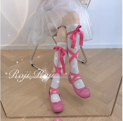 Roji roji~Uniform Cotton Lolita Autumn Calf Socks   