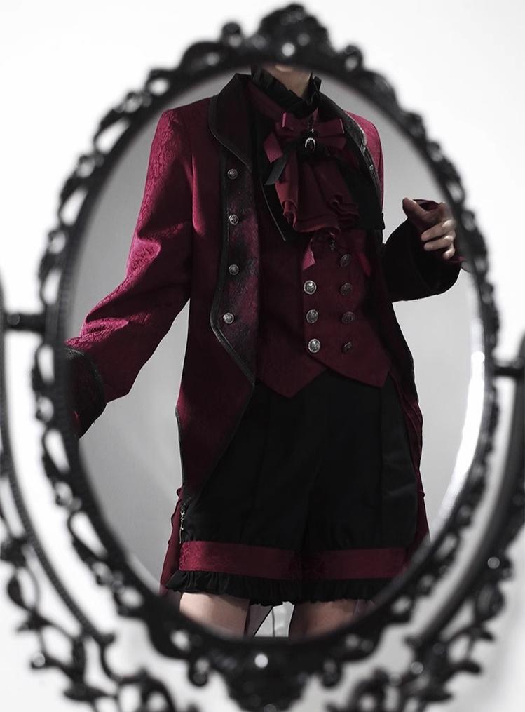 CastleToo - Evil Twins - Ouji Lolita Vest Shorts Skirt Black Red Set