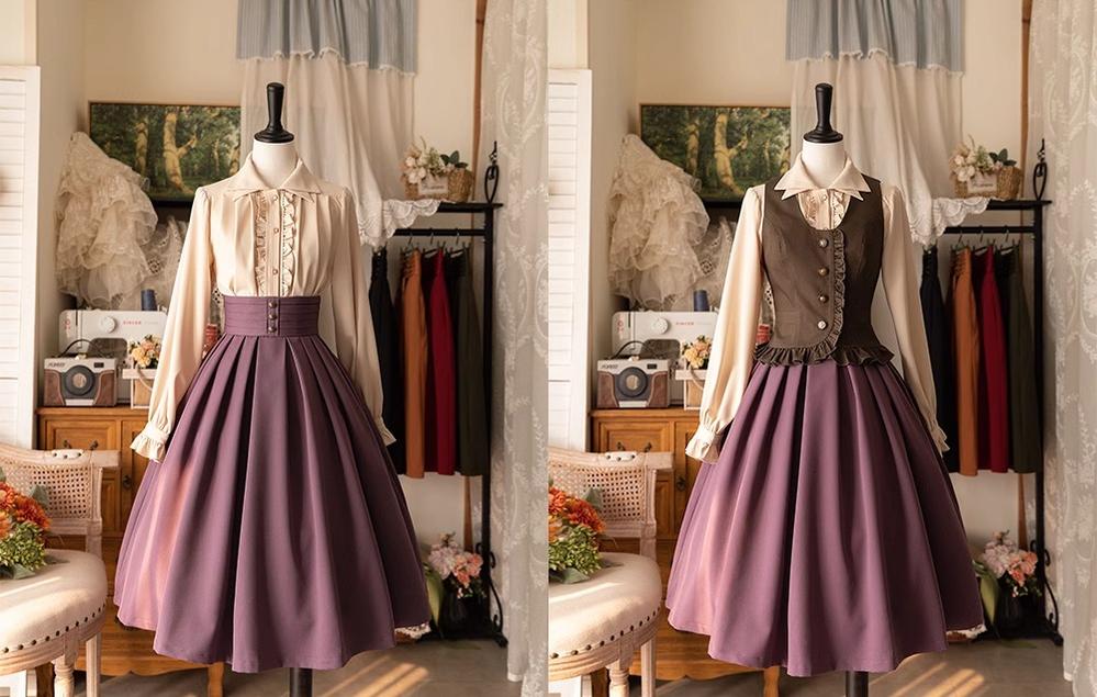 Forest Wardrobe - Forest Basket - Elegant Lolita Pleated Skirt