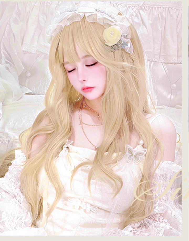 Sinwavy~Elegant Lolita Platinum Wig Long Curly Layered Wig   