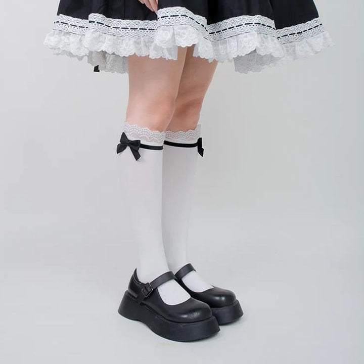 Roji roji~Spring Bow Lace Sweet Cotton Socks   