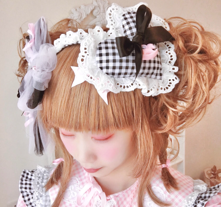 Fluff Mollie - Sweet Lolita Plaid Heart Shaped KC Multicolor black