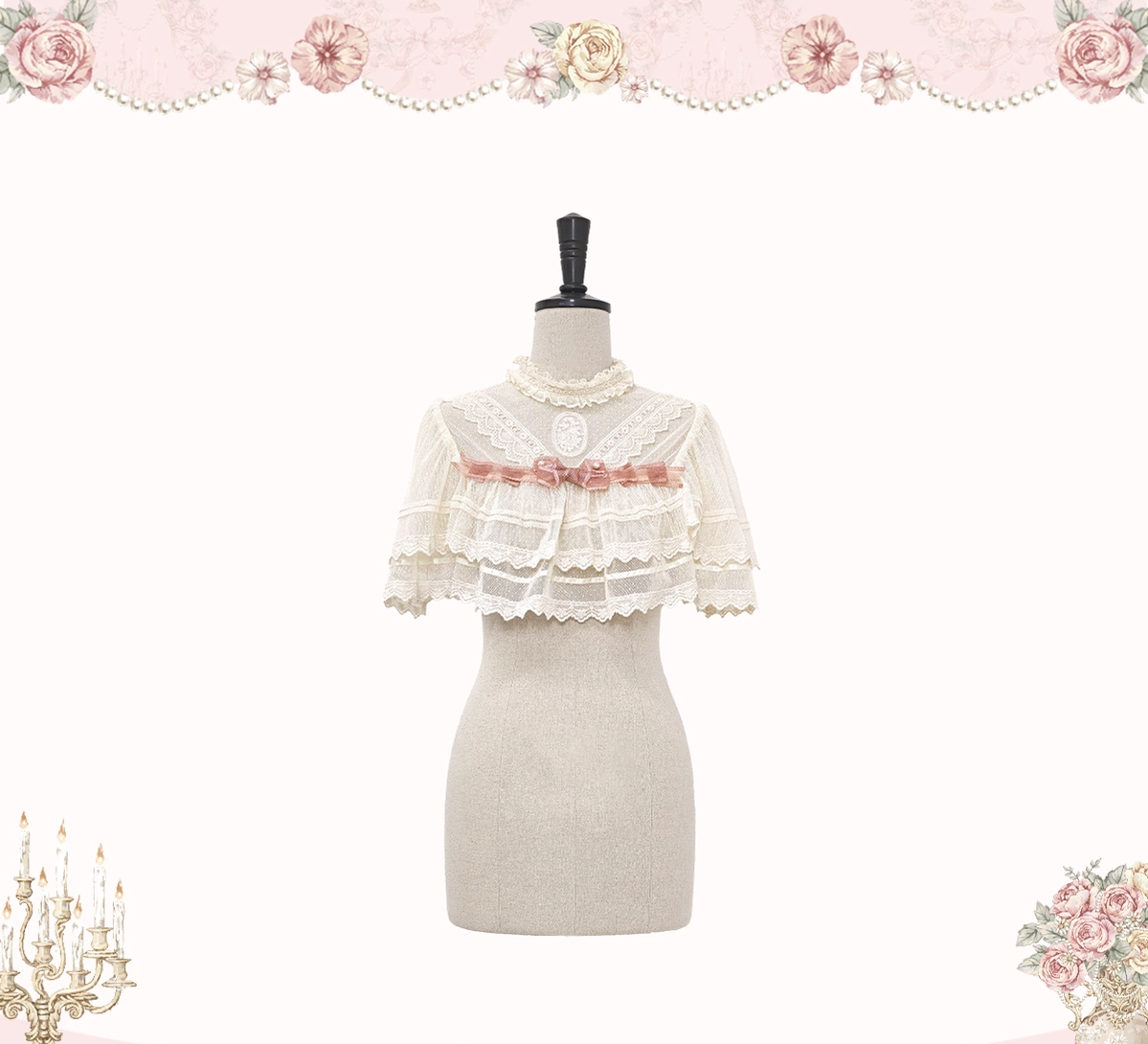 Whispers of Blossoms & Candlelight - Sweet Lolita Floral Printed JSK Dress with Bows (L M S XL) 45631:856596