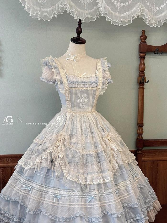 Alice Girl~Elegant Lolita Embroidered Apron with Adjustable Strap 42988:761125
