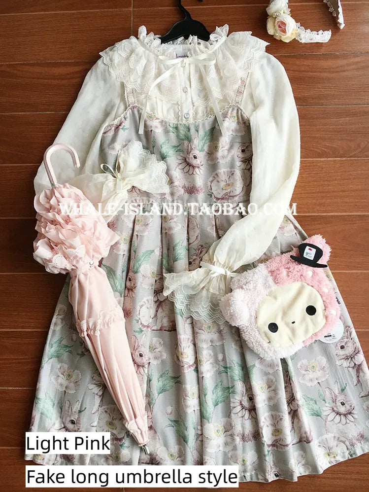 Classic Lolita Parasol, Two-Folded Umbrella for Daily Use