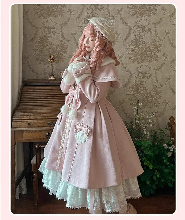 Sakurahime~Sweet Cookie~Sweet Lolita Coat Detachable Cape Pastel Outwear   