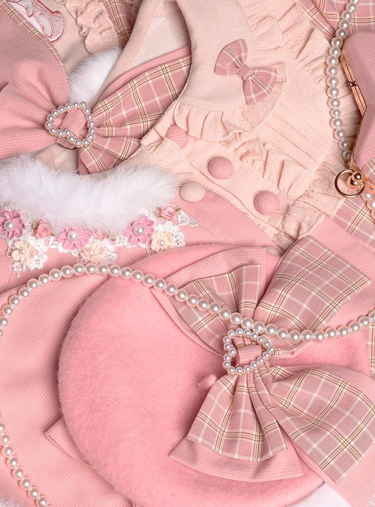 Youpairui~Helford~Sweet Coordinated Lolita Suit Pink Plaid Lolita SK Set   