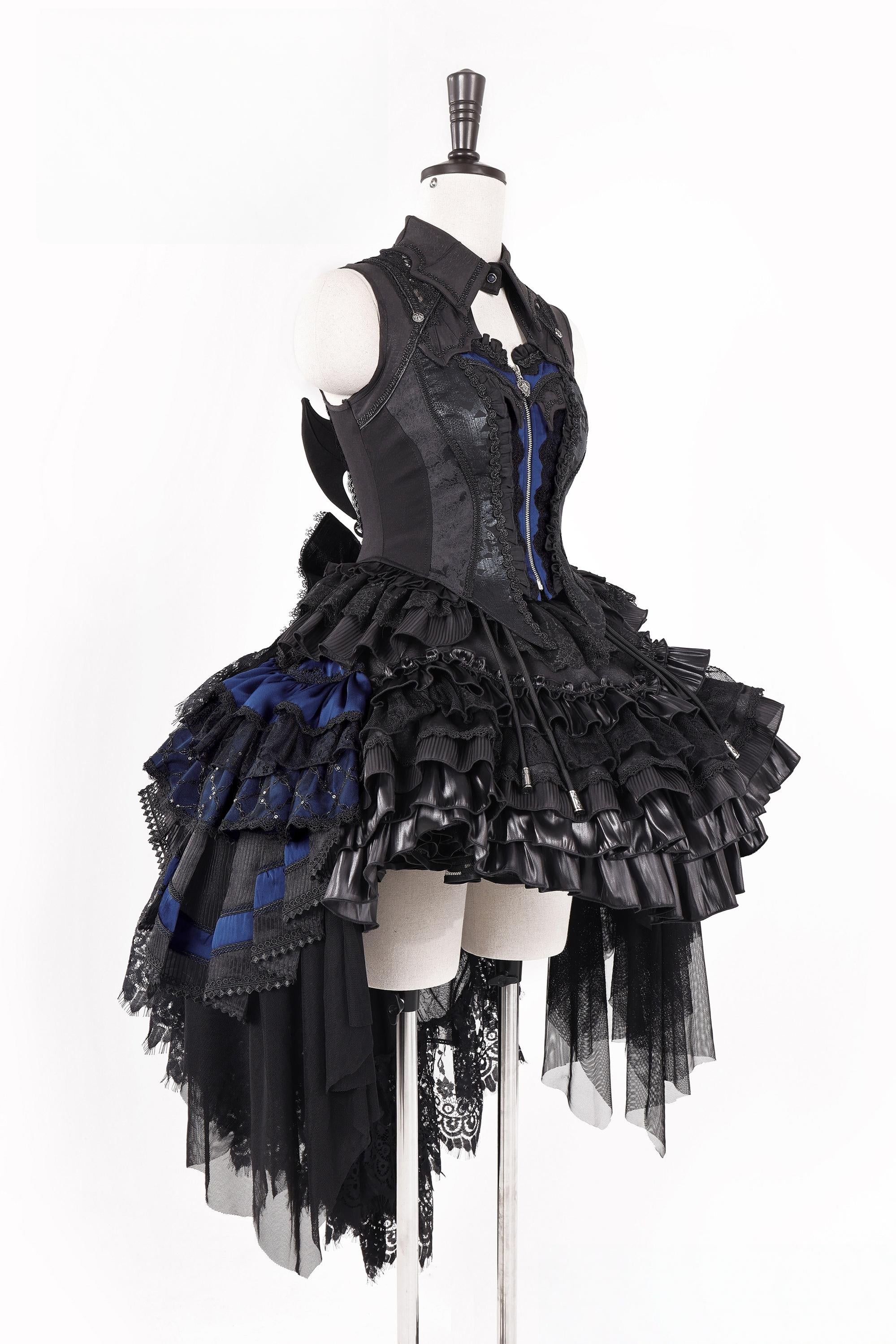 Holic - Gothic Lolita High-low Hem Vest, Tiered Hem Skirt (Blue / 2XL L M S XL XS) 44877:824774