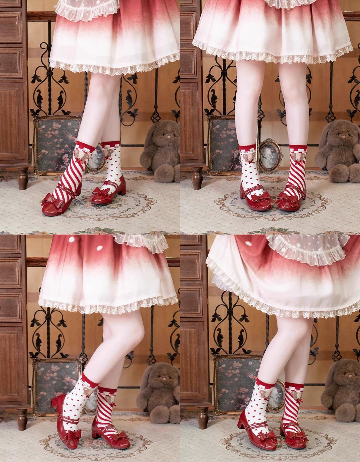 MODO - Apple Candy - Pointed Toe Lolita Shoes, Low Block Heel