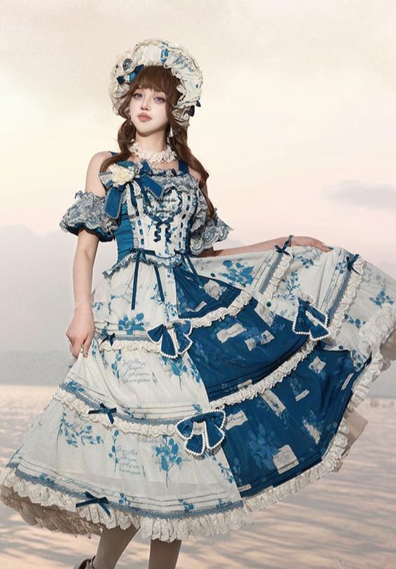 Mulberry Poetry Collection - Plus Size Lolita Printed Top & Skirt Set with Embroidery 45445:847510