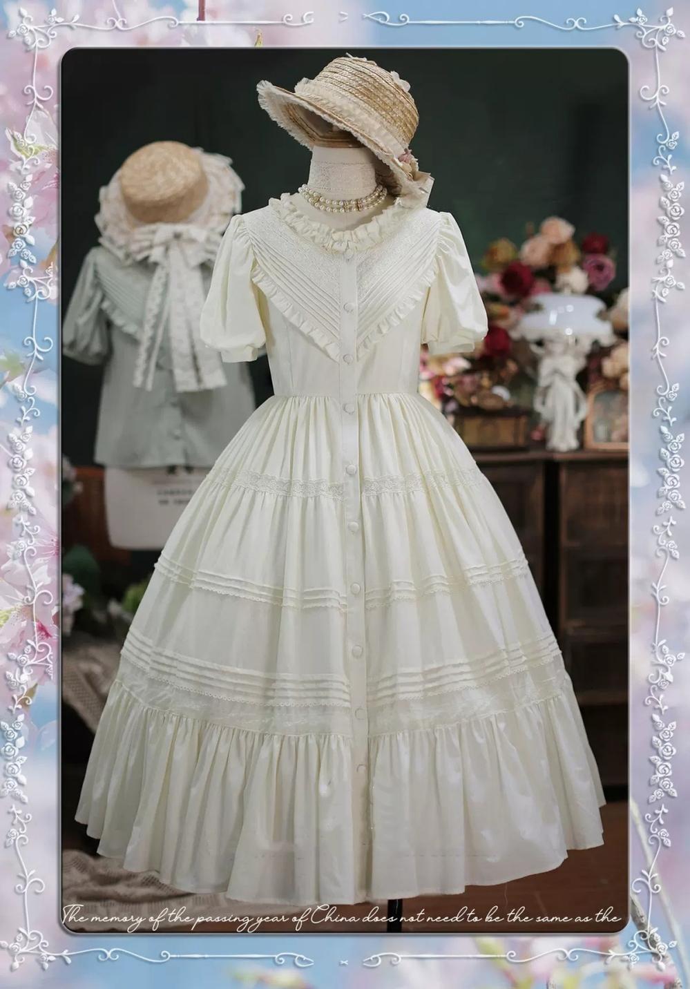 Tiny garden - Elegant Lolita Short Sleeve OP Multicolors S beige