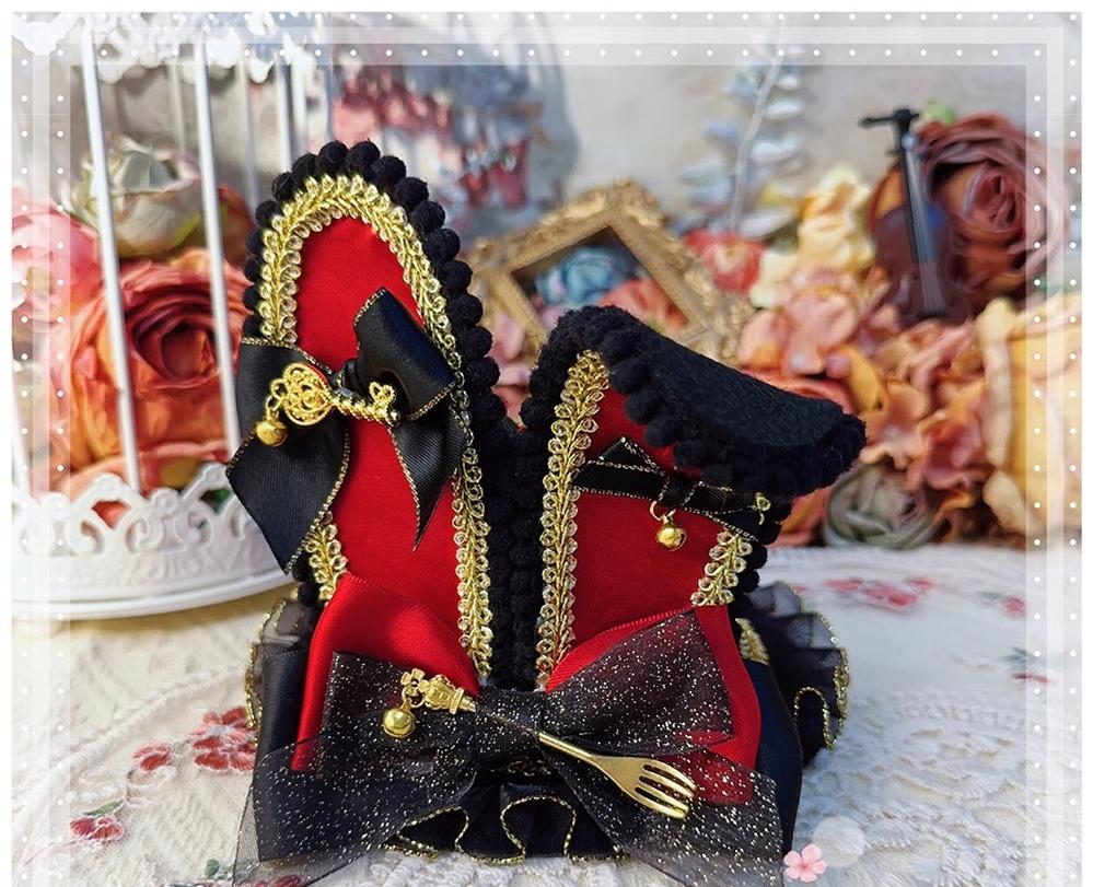 Menglu - Lolita Top Hat Rabbit Ear Bow Lolita Headdress Multicolors Black gold wine red