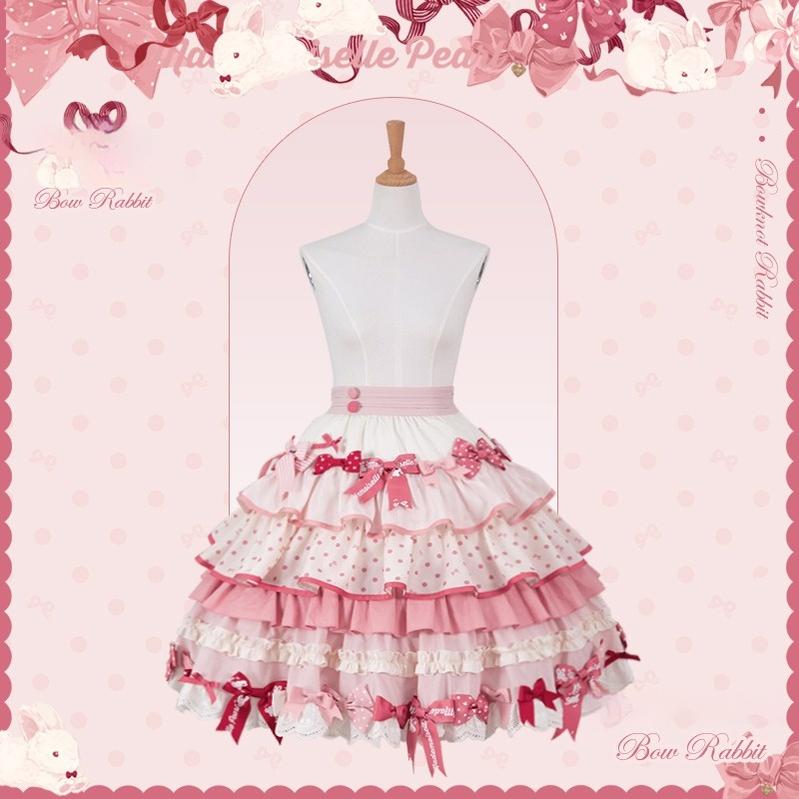 Mademoiselle Pearl~Bow Bunny~IP Collab Sweet Lolita OP Dress Bow JSK OP (L M S XL XS) 38022:578730