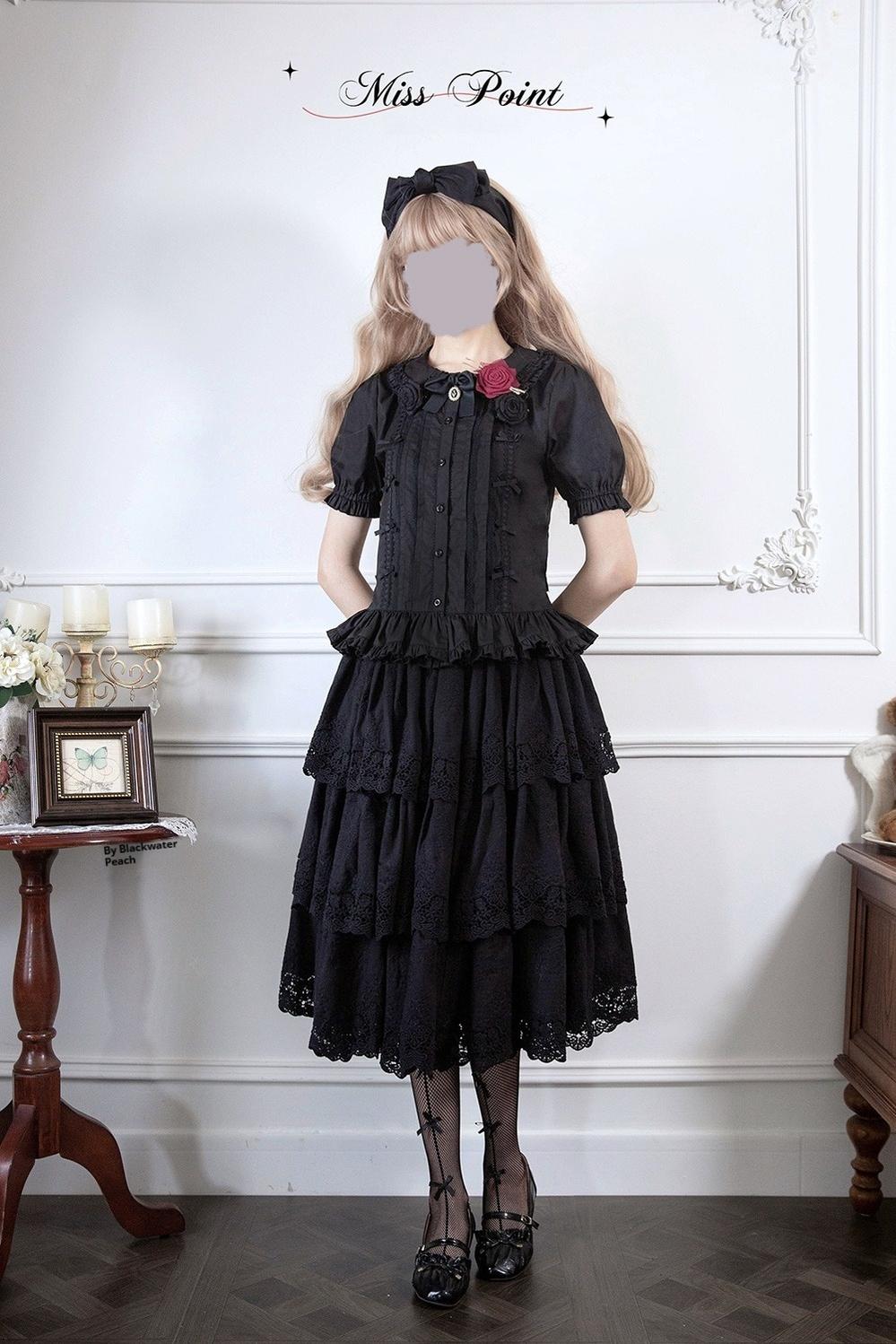 【THE MOZZ】Mont Basic Setup Skirt Classic Lolita Tiered Skirt Multi-layer Embroidered SK